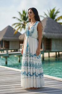 Sleeveless Aqua Lux Maxi Dress