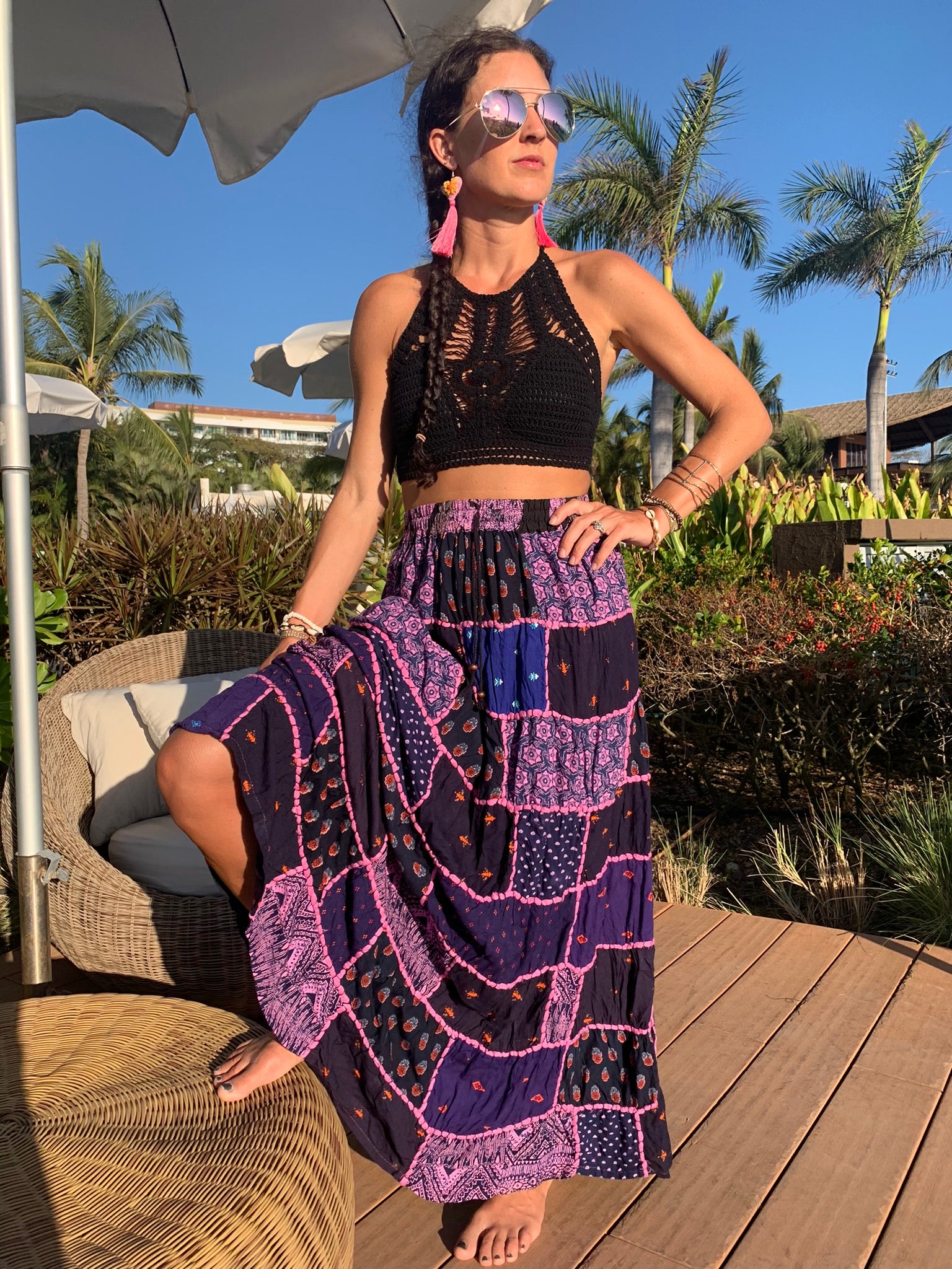 Crop top and long hotsell skirt quilt