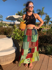Tropical Oasis Patchwork Maxi Skirt