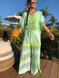 Tequila + Lime Open Weave Wrap Pant Set