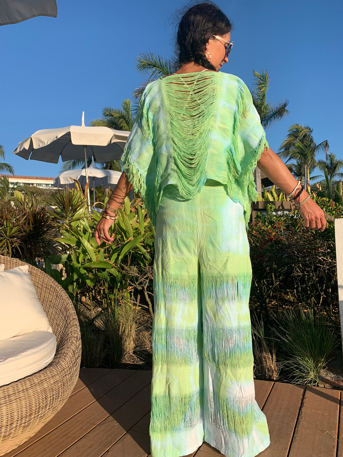 Tequila + Lime Open Weave Wrap Pant Set