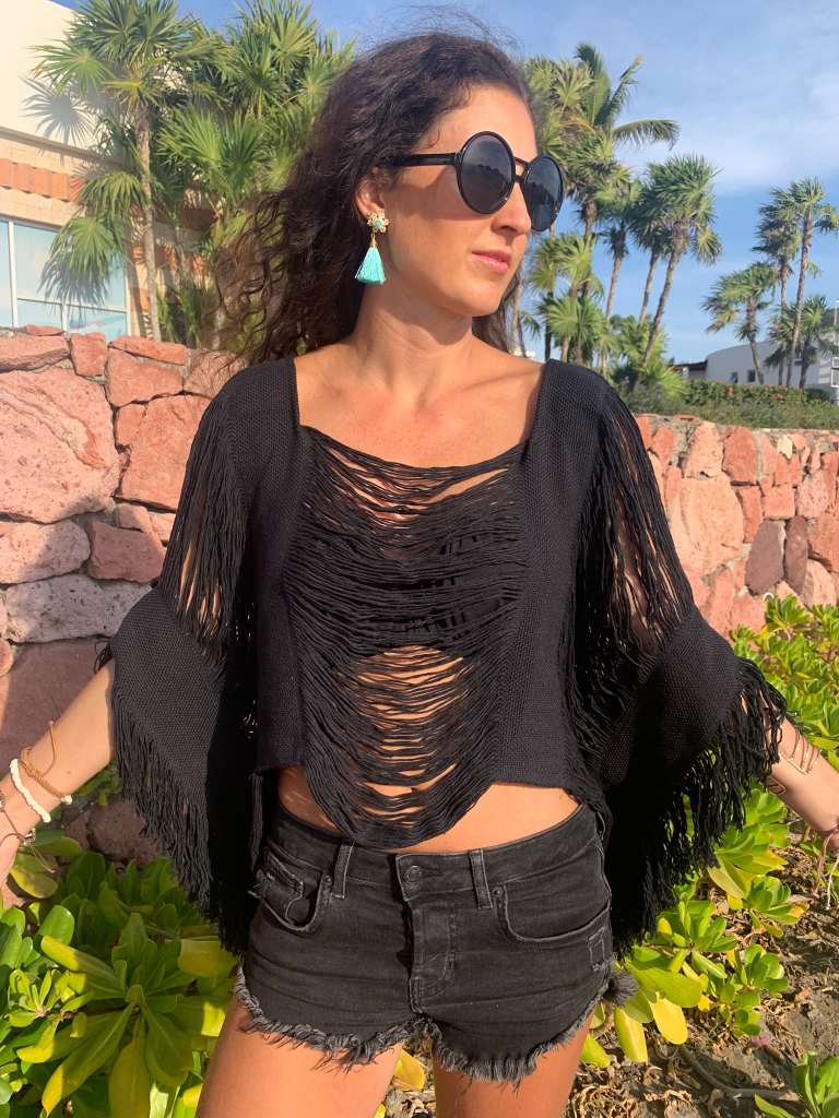 Dark Raven Open Weave Top