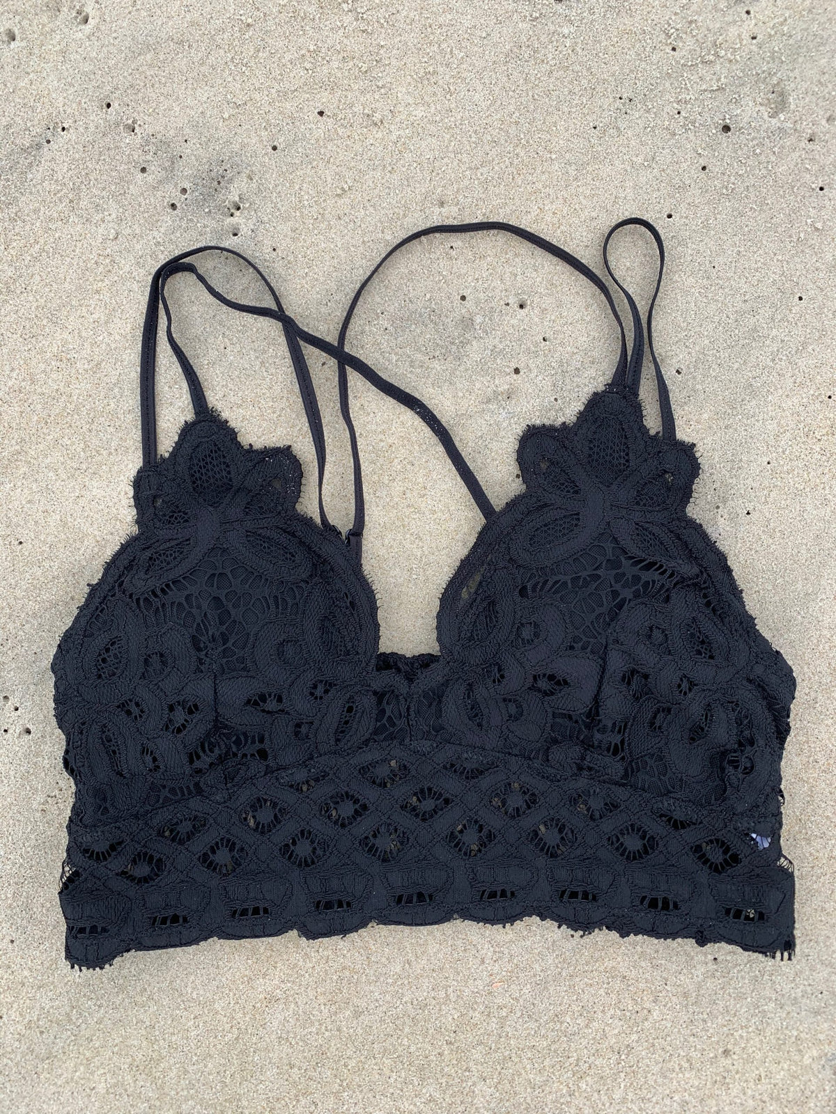 Crochet Lace Bralette - Black