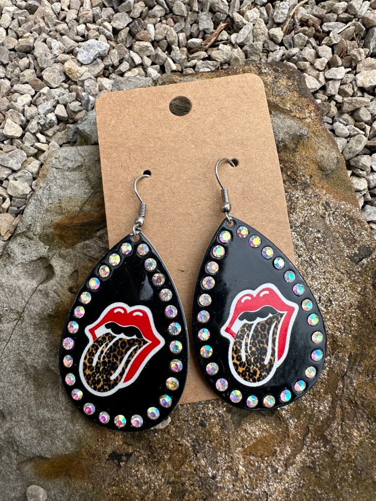 Rolling Stones Black Drop Earrings
