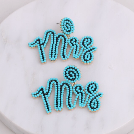 Mrs Statement Earrings - Something Blue