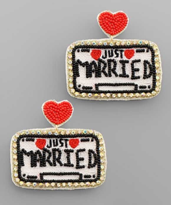 Just Married Beaded Statement Earrings