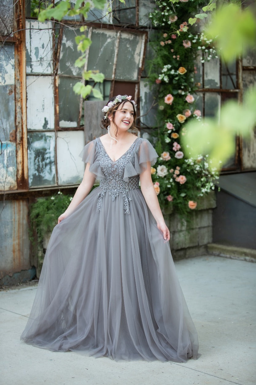 Dusty Gray Boheme Tulle Gown Dusty Gray Boheme Tulle Gown